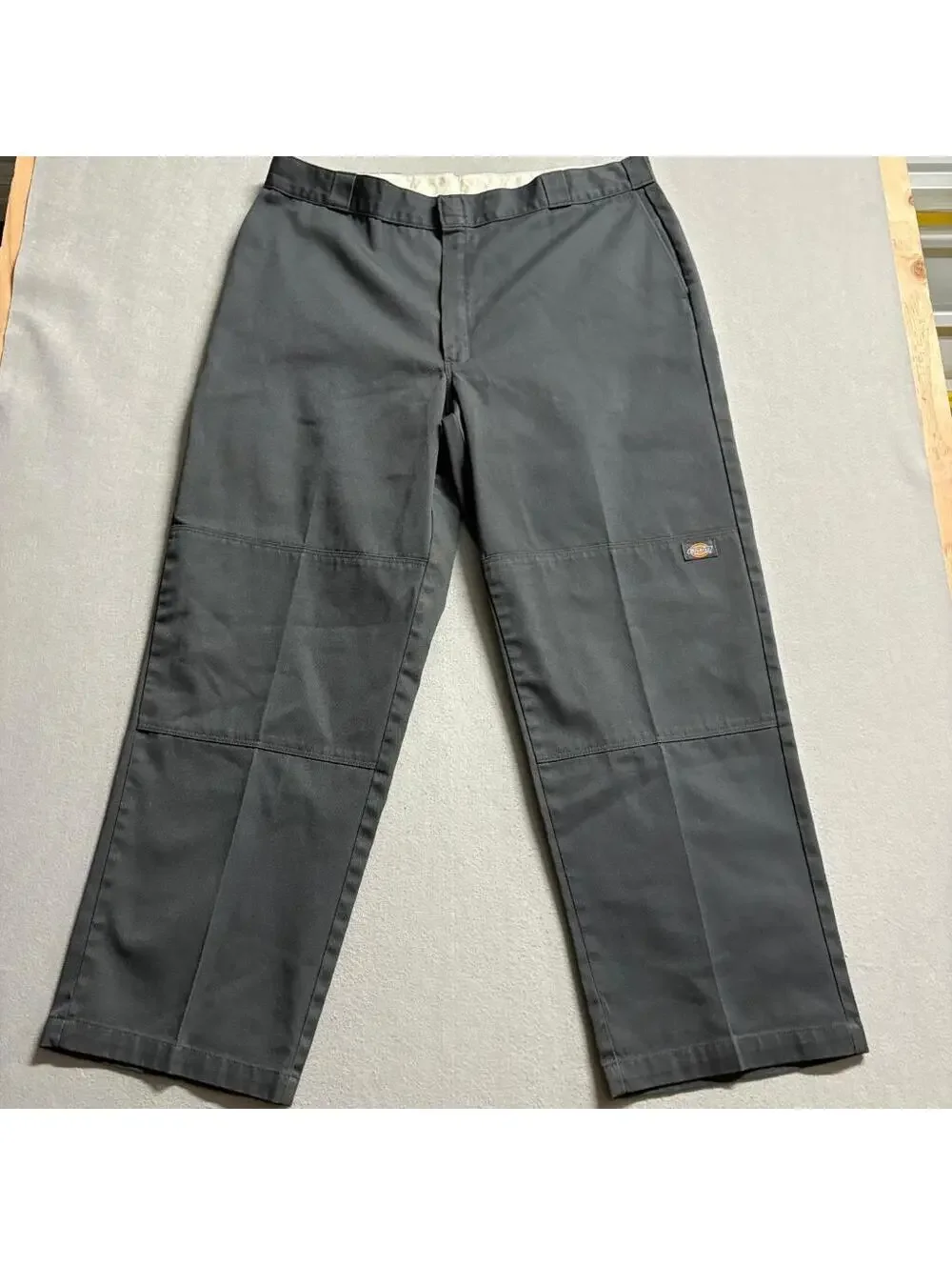 Vintage Dickies 85283 Double Knee Work Pants Mens 42x32 Gray Made in USA